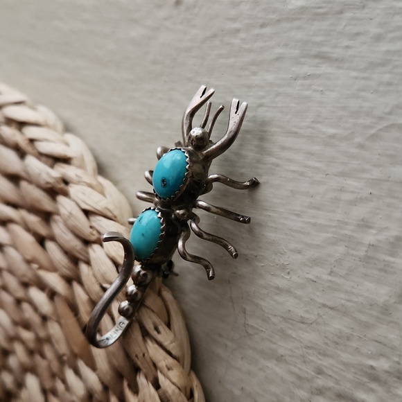 Cool Vintage Native American Navajo Turquoise & Sterling Scorpion Pin/Pendant 🦂 - Picture 11 of 12